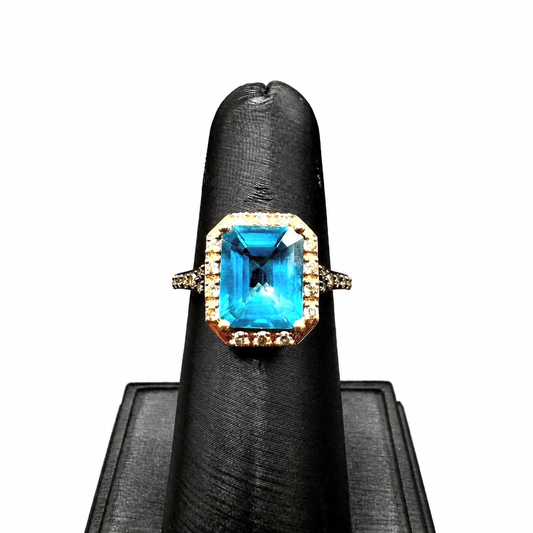 14Kt RG LeVian Blue Topaz Ring