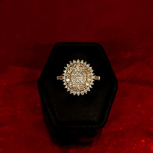 10Kt Yellow & Rose Gold Ring w/ Diamond Cluster